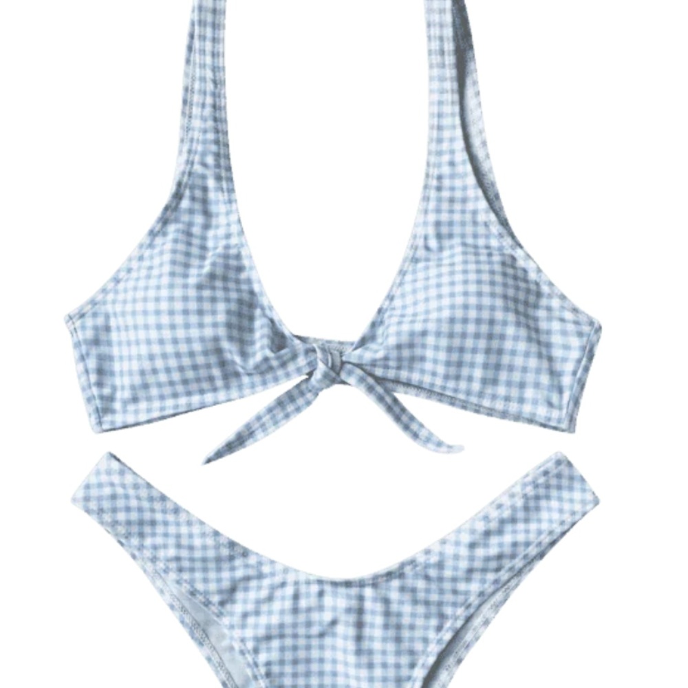 Light Blue Gingham (Checkered) Bikini, Small